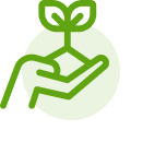 hand holding plant sapling icon